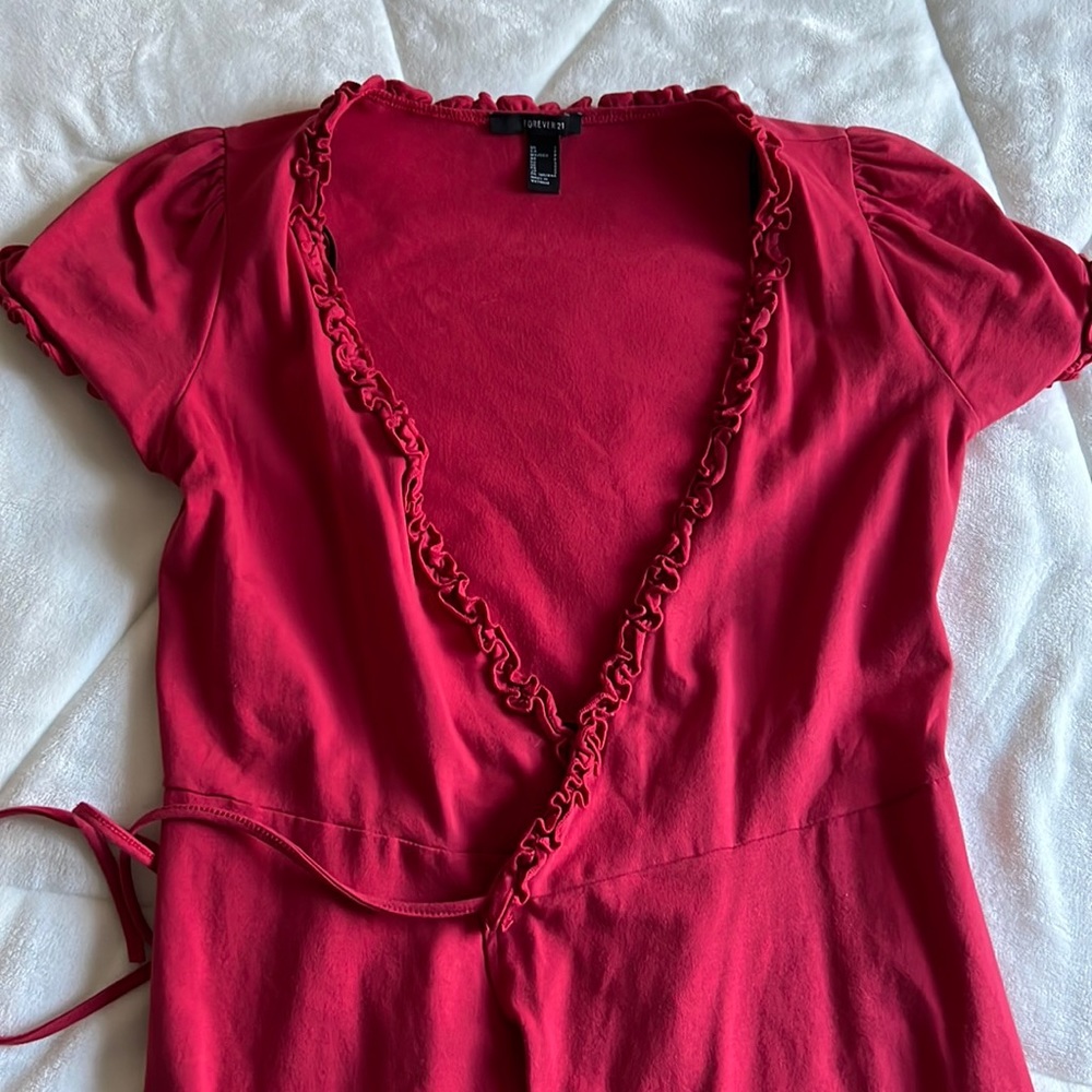 forever 21 wrap around red dress 💃